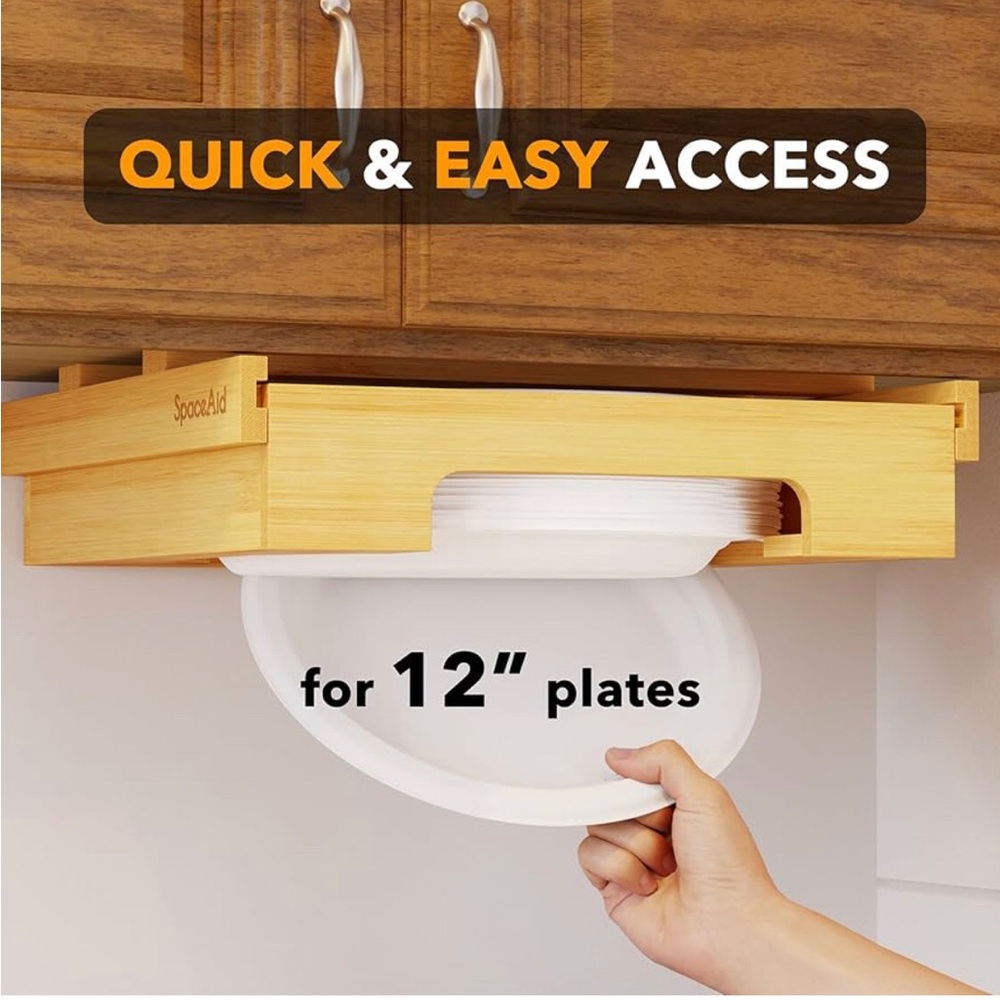 Homey panda 12-inch Paper Plate Dispenser, Under